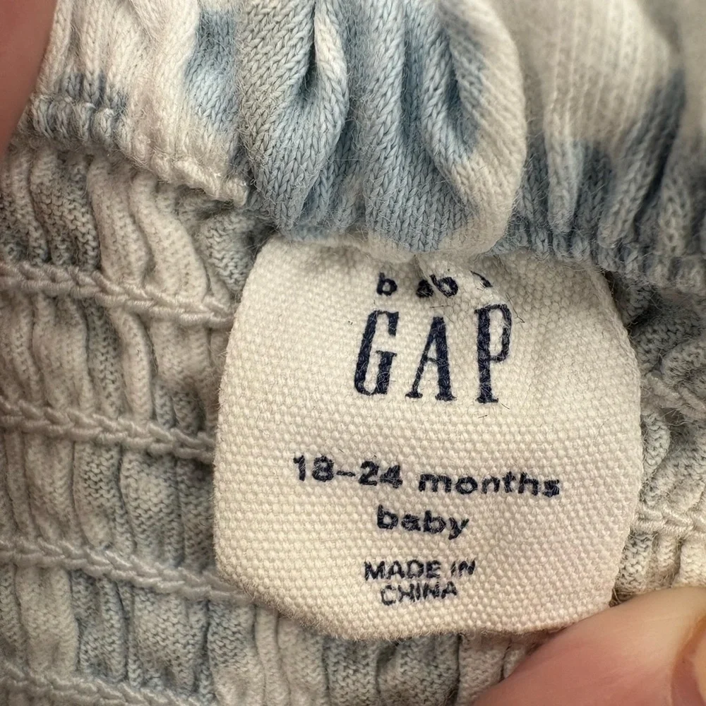 GAP Blue and White Baby Smocked Top